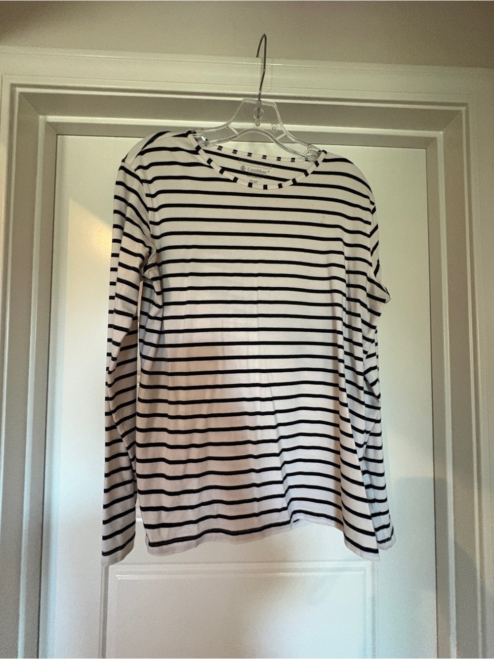 Coolibar Black & White Striped Long Sleeve Tee UPF 50+